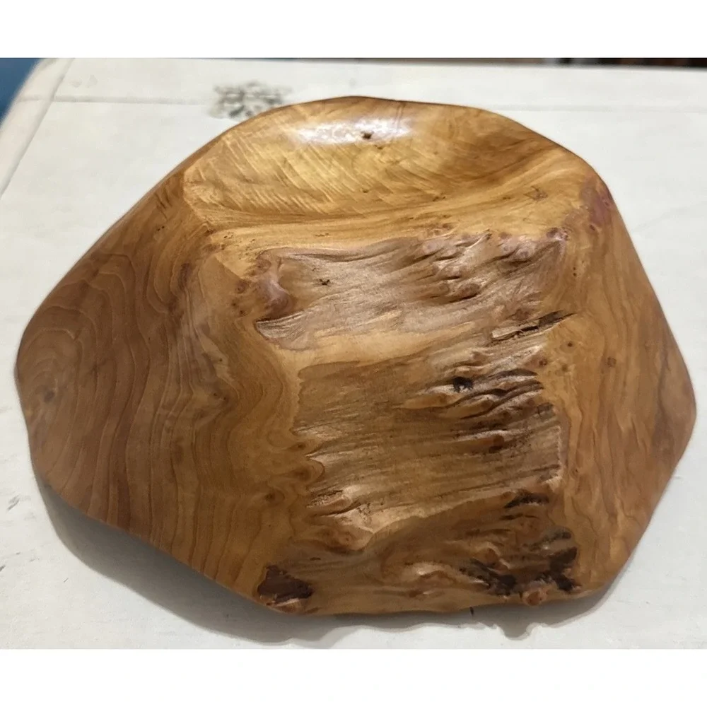 Vintage hand carved Teak wood Decorative Bowl Natural Wood Dough Bowl